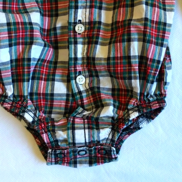 carter's christmas plaid collared button down bodysuit diaper shirt 3 months - Picture 3 of 6